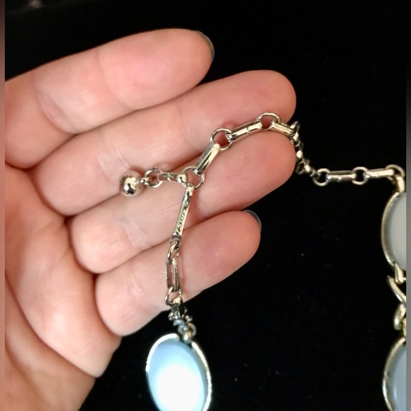 Vintage Coro Powder Blue And Silver Tone Hook Closure Choker Necklace 16.5” - Picture 7 of 11